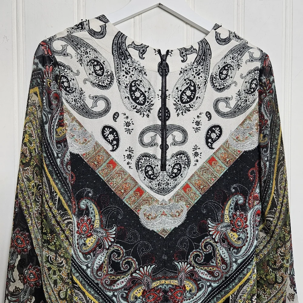Alice + Olivia Dress Womens Size XS Beaded Paisley Multi Color Long Sleeve